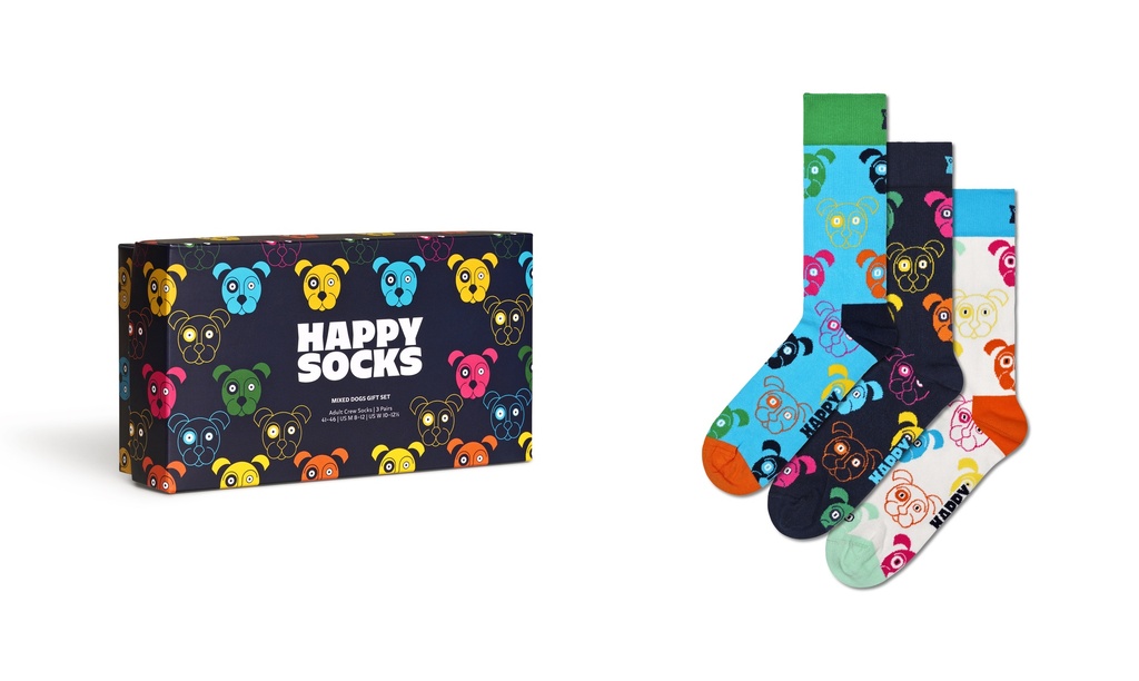 3-Pack Mixed Dog Socks Gift Set