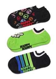 3-Pack Peace No Show Socks